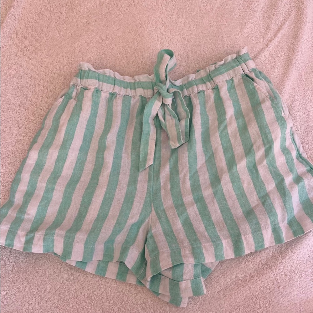Stoney Clover Lane and Target Green and White Striped Linen Shorts
